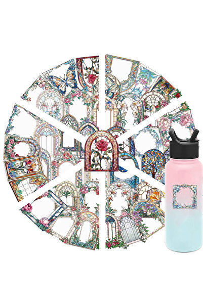 Choice 50pcs All 50pcs Retro Flower Mirror Graffiti Stickers Decorative Water...