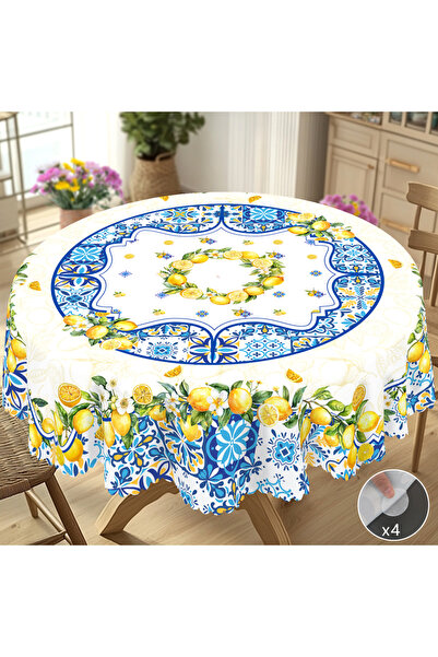Choice5 Round(152)cm X136 1 Piece Summer Fruit Lemon Print Rectangular Tablec...