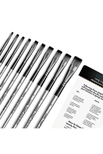Choice 10pcs Silver Flat 10 PCS Flat Paint Brush Set Artist Painting Brushes ...