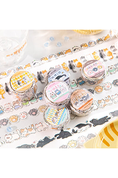 Choice4 مجموعة كاملة - 6 لفات، 2 متر/لفة، شريط لاصق بتصميم قطط كرتونية لطيفة ...