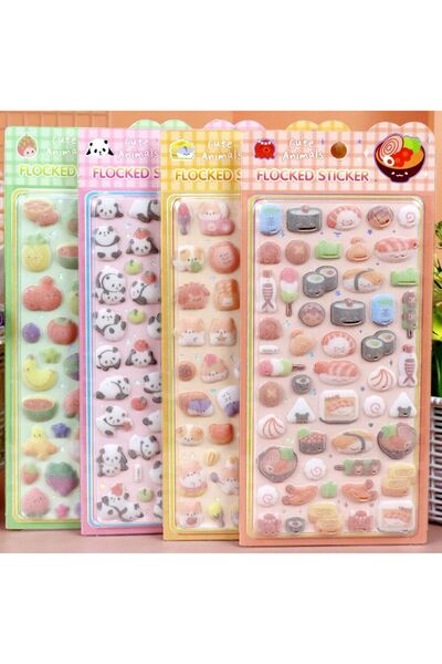 Choice3 A4 Kawaii 3D Relief Fluffy Animal Flocked Stickers for Scrapbooking C...
