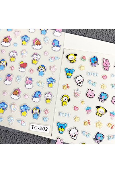 Choice BT21 2pcs BT21 anime merchandise cartoon cute nail art embossed sticke...