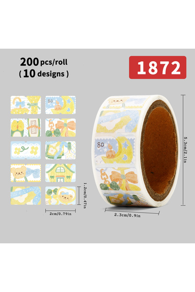 choice2 1872 200 قطعة ملصقات طوابع صغيرة برسومات كرتونية قابلة للكتابة عليها،...