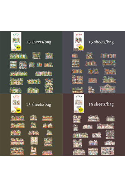 Choice S25898-A ماركة Mr Paper، 60 قطعة/كيس، ملصقات PET بتصميمات كتب ومسارات ...
