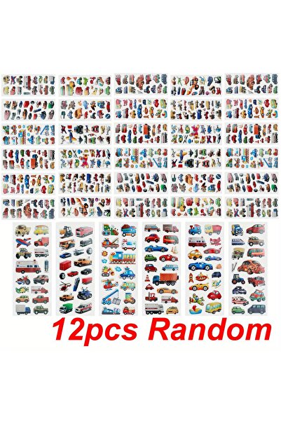 Choice 12 قطعة ملصقات سيارات ثلاثية الأبعاد تشمل سيارات الإطفاء ومركبات المرو...
