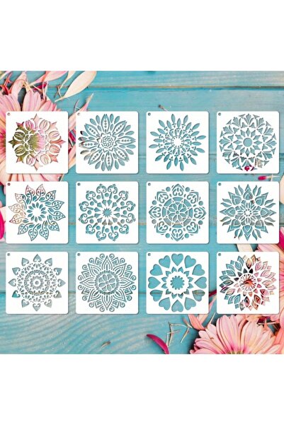 Choice 12Sheets 1 set 12-Piece Mandala Dotting Stencils Kit - Reusable & Wash...
