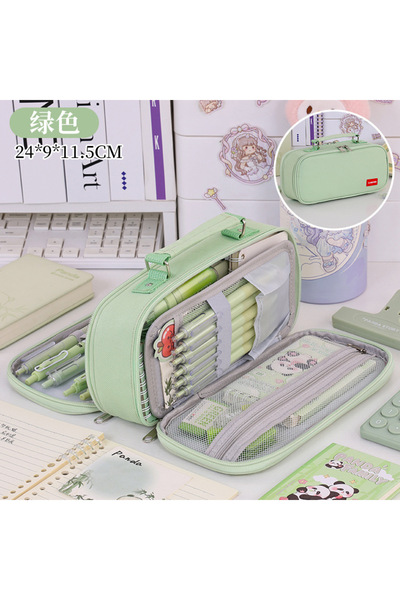 Choice1 light green Portable Pencil Case for Students - Durable Oxford Fabric...