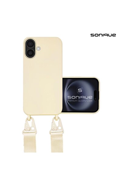 Sonique Θήκη Σιλικόνης με Strap CarryHang Apple iPhone 16 Plus Μπεζ