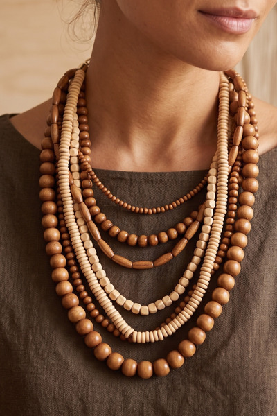 PETEK AKSESUAR 7 Rows Wooden Bamboo Multi Pendant