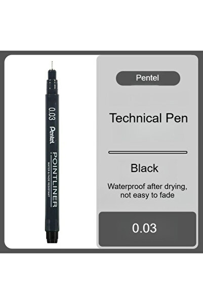 Choice13 0.03 Black PENTEL Waterproof Outlining Pen Black Gray Brown 0.03-3.0...