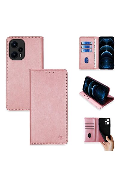Sonique Θήκη Πορτοφόλι Vintage Magnet Wallet Xiaomi Poco F5 5G Ροζ Χρυσό