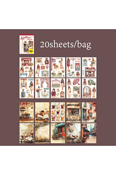 Choice1 S27874-3 Mr Paper 20 قطعة من سلسلة قصص المقاهي، كتاب ملصقات بتصميم ال...