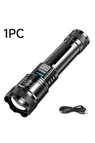 Choice3 مصباح يدوي LED أسود ZOOM P50 مع بطارية مدمجة، قوة عالية 1000000 لومن،...