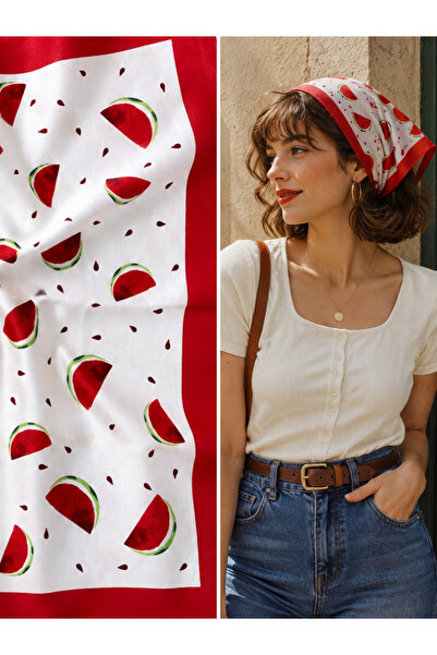 Retrobird Watermelon Vintage Bandana Scarf Women's Red
