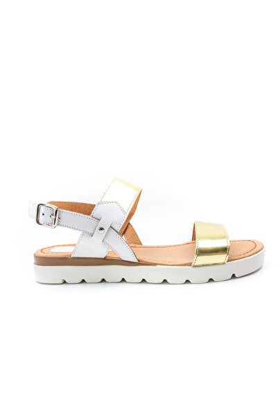 UrbanShoes Sandale cu talpă joasă damă, din piele naturală, Leofex - 168 Alb ...