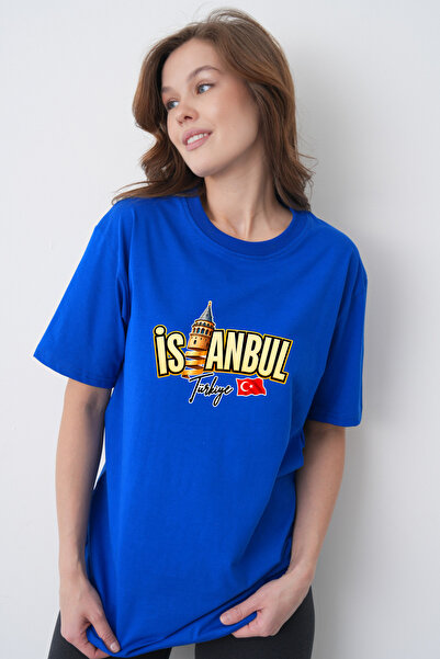 TREND EMMODA Tricou pentru femei Istanbul cu detaliu scris despre Turnul Gala...