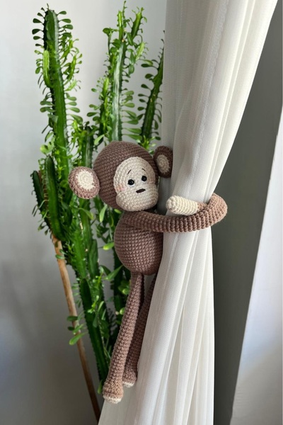 Tasarım Amigurumi maymun perde tutucu