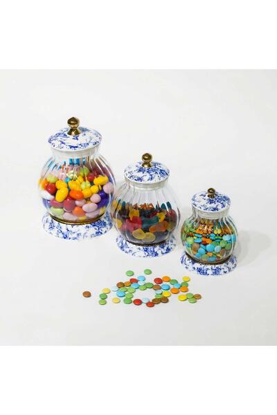 Altabi Blue Life Series Porcelain/Glass Tea Sugar Coffee Jar