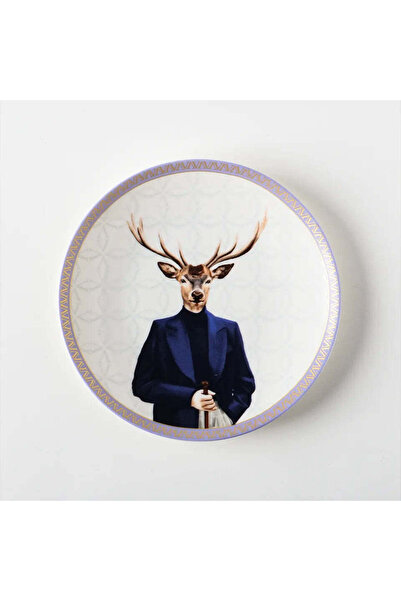 VİTELLİ Deer Gentleman Patterned Porcelain Plate 20 cm
