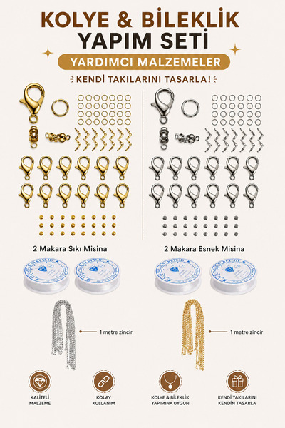 By MO Accessories Takı Yapım Yardımcı Malzemeler Seti - Bileklik Kolye Yapımı...