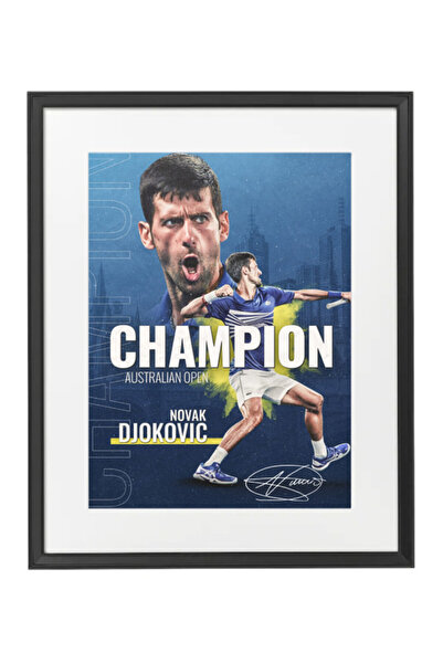 Boomah Accessories Novak Djokovic Champion Tennis Autographed Poster with Fra...
