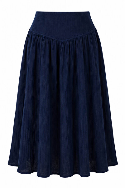 trender Plain Navy Blue Women's Skirt 4471