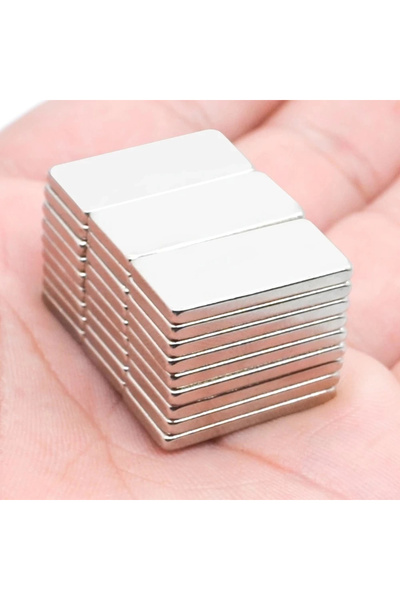 Epilons 100 Adet 20x10x2 mm Neodyum Mıknatıs Köşeli Magnet N35 Nikel Kaplama Güçlü Kaliteli Dayanıklı