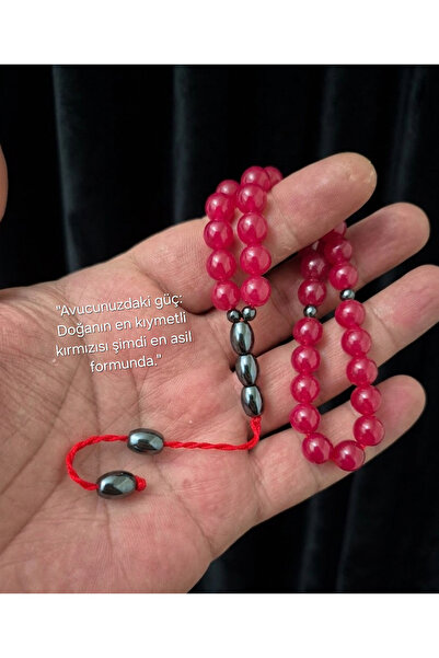 güleçdoğaltaş Güleç Doğal Taş Yakut Doğal Taş Tespih - 8 mm Küre Kesim - Hema...