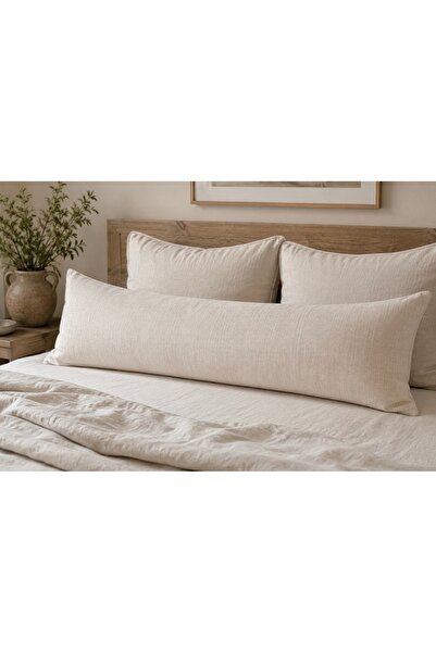 Cherry Bloom Cotton Raw Linen Long Decorative Pillow 30 X 135