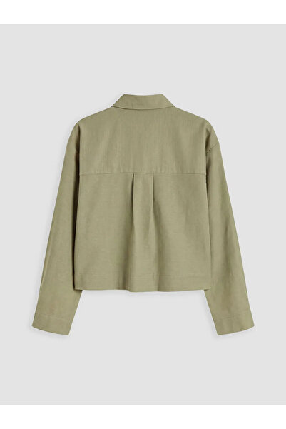 LC Waikiki Green Linen Blended Women's Shirt