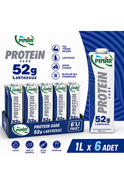 Pınar Laktozsuz Yüksek Proteinli Süt 1lt x 6 Adet
