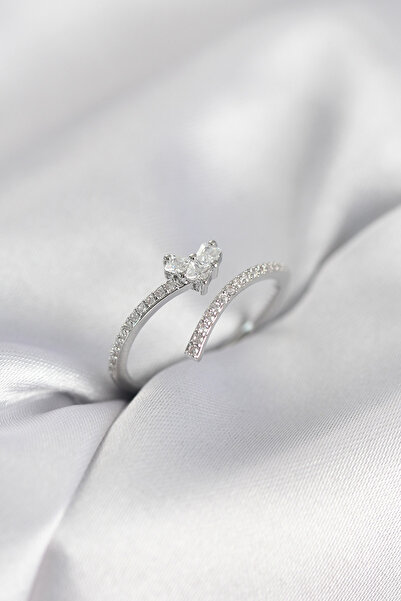 Generic Brand Silver Color Zircon Stone Heart Model Women's Ring 5886