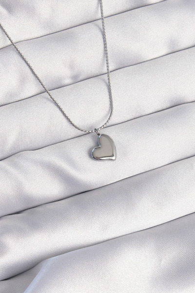 ETC 316L Steel Silver Color Minimal Heart Design Necklace 5886 - Miyng4896-2597