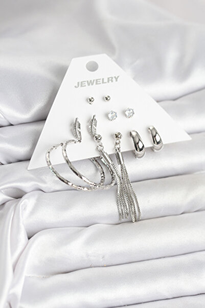 Generic Brand Silver Color Brass 6 Pair Women's Earring Set 5886