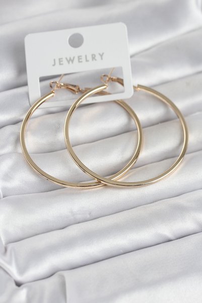 OEM Gold Color Brass Cornered Edge Hoop 54 mm Women's Earrings