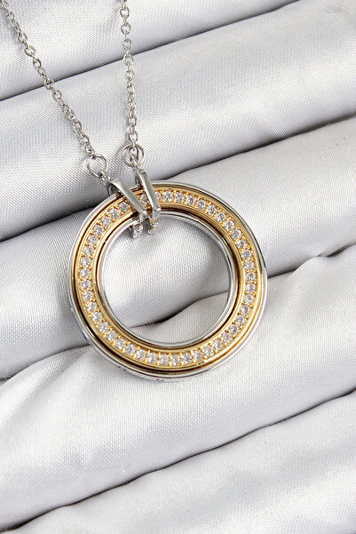 MEKs 316L Steel Zircon Stone Rotating Circle Model Gold and Silver Color Wome...
