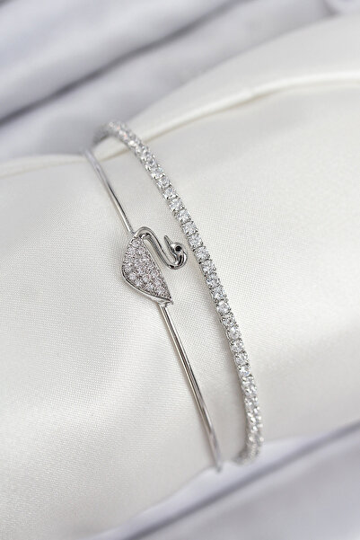 northcity n Brass Zircon Stone Swan Model Silver Color Women's Bracelet 5886 ...