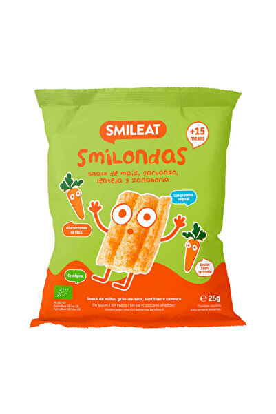 Smileat Crackers Smilondas cu porumb, naut linte si morcov 25g, +15 luni,