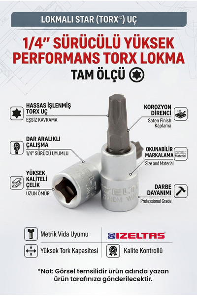 İzeltaş 1/4" T40 Lokmalı Anahtar