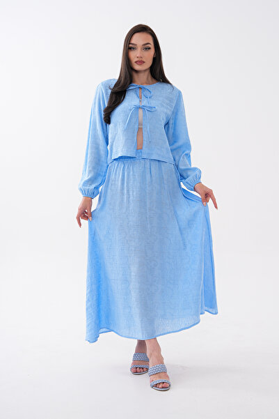 Mega Life Pre-Tieded Jacquard Knitted Skirt Suit