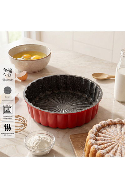 Emsan Daisy Döküm Kek Kalıbı Kırmızı 25 cm