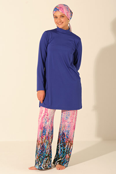 ALFASA Lavinya Patterned Full Covered Hijab Swimsuit 26604-26 Saks