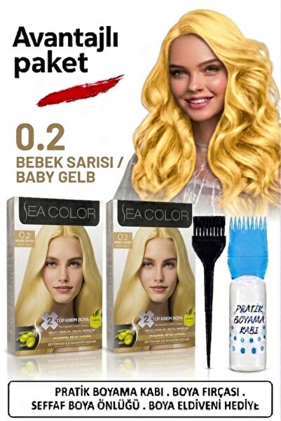 Sea Color Set Saç Boyası 0.2 Bebek Sarısı 2 Li 2 Kutu+Pratik Boya Kabı