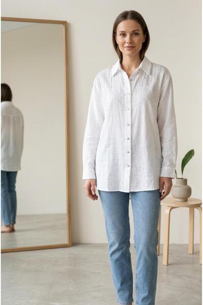 NevaMar Thin Linen Shirt with Stones