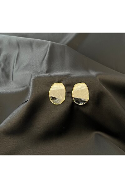 Çelik Gold Detaylı Geometrik Desen Küpe