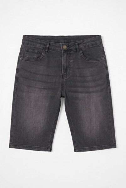 DeFacto Regular Fıt Kemerli Bel Jean Bermuda Şort G8613AX26SM