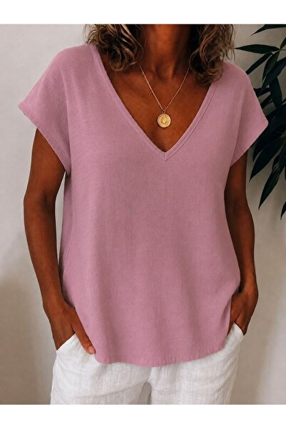 stelol Women's Short Sleeve V-Neck Blouse