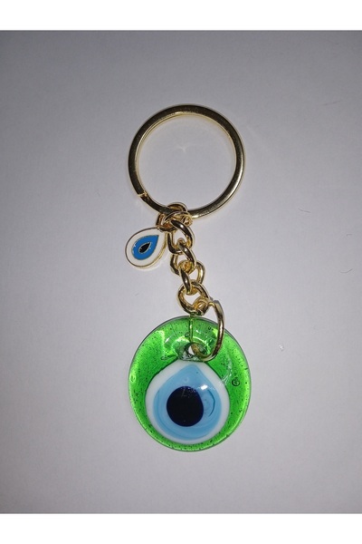 armora tedarik Handmade Chain Glass Keychain with Evil Eye Beads 10 cm