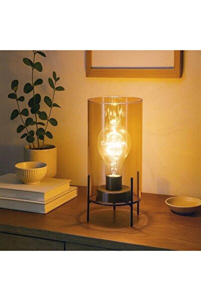 DAsiNU Lampa de Masa din Sticla cu 10 Becuri LED si Baza Metalica 10x23cm Alb...