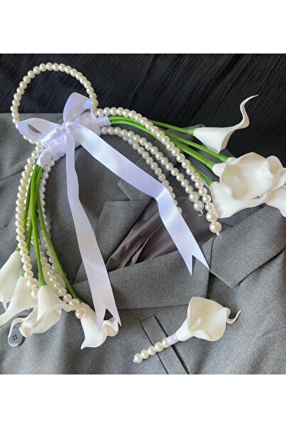 Çiçek Atölyesi Pearl Loop Gala Gelin Çiçeği ve Damat Yaka Çiçeği Seti – Luxur...